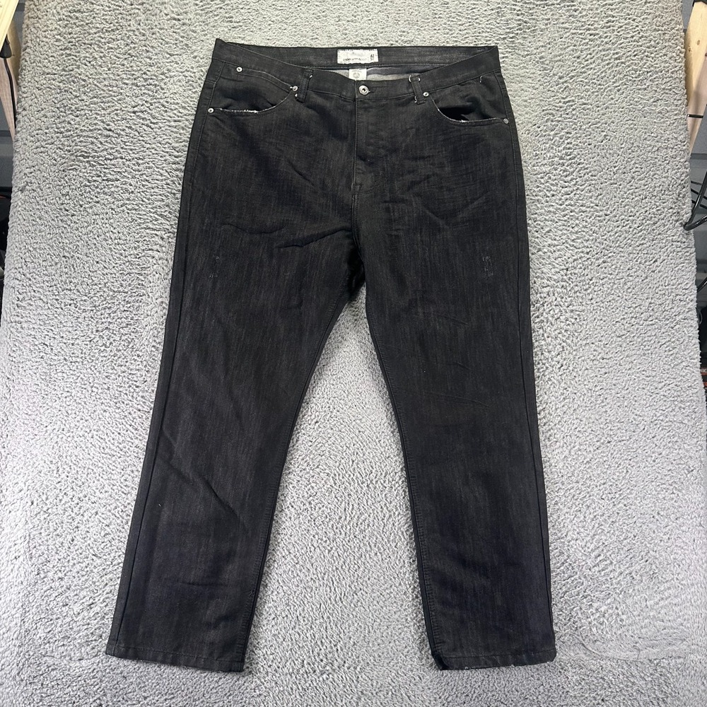 Paper Denim & Cloth Jeans Mens 42x30 Black Cotton Straight Leg Travel Workwear